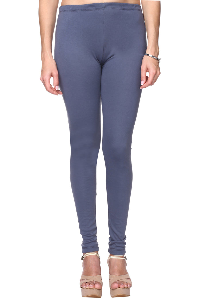 TRASA Women's Cotton Slim Fit Churidar Leggings - Grey