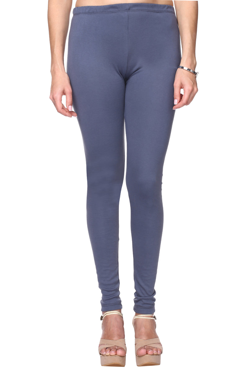 TRASA Women's Cotton Slim Fit Churidar Leggings - Grey