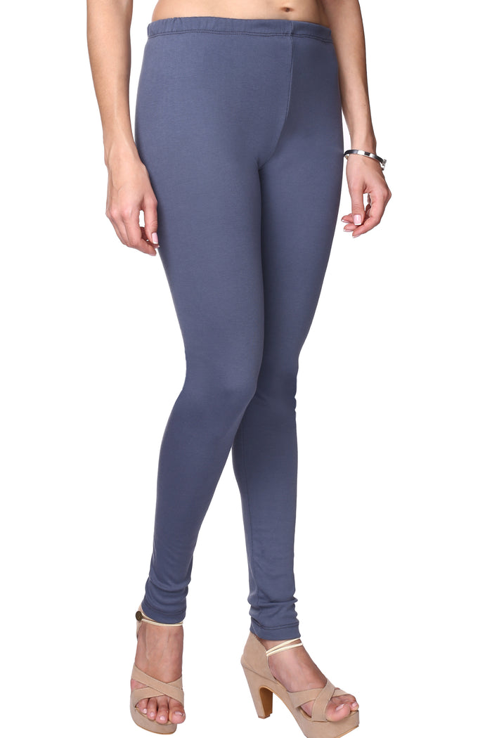 TRASA Women's Cotton Slim Fit Churidar Leggings - Grey