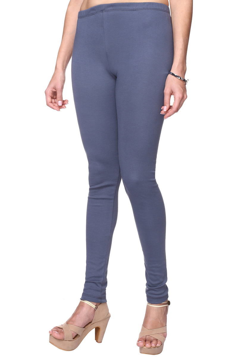 TRASA Women's Cotton Slim Fit Churidar Leggings - Grey