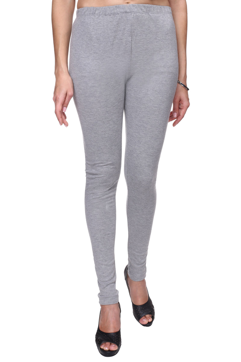TRASA Women's Cotton Slim Fit Churidar Leggings - Light Grey