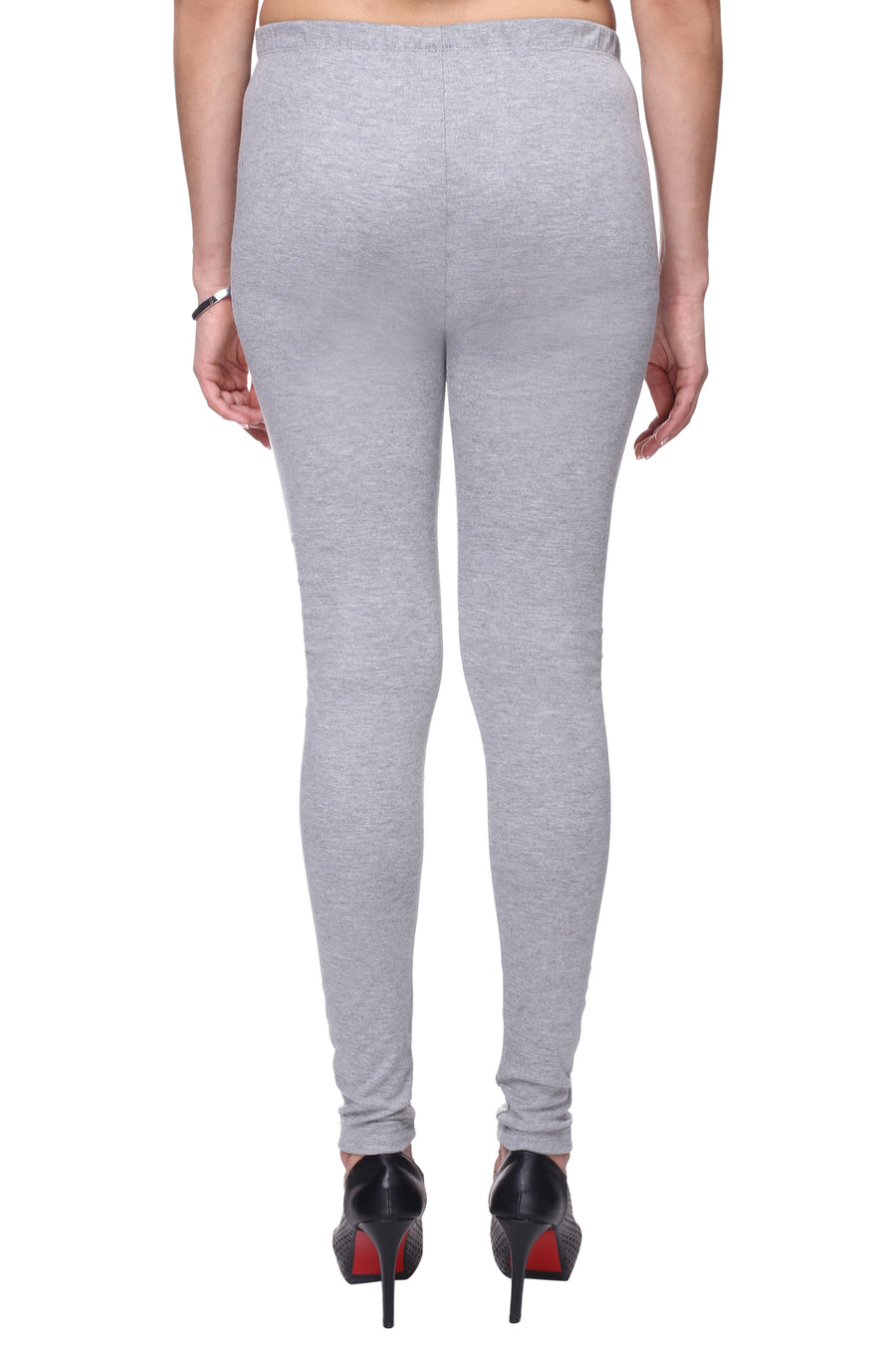 TRASA Women's Cotton Slim Fit Churidar Leggings - Light Grey