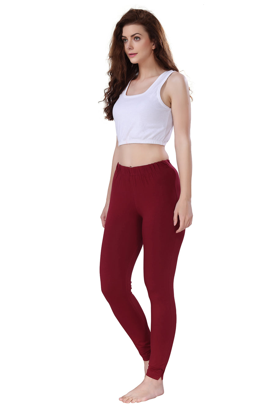 TRASA Kurti Pants for womens and girls super comfy stretchable cotton with one Side pocket - Maroon