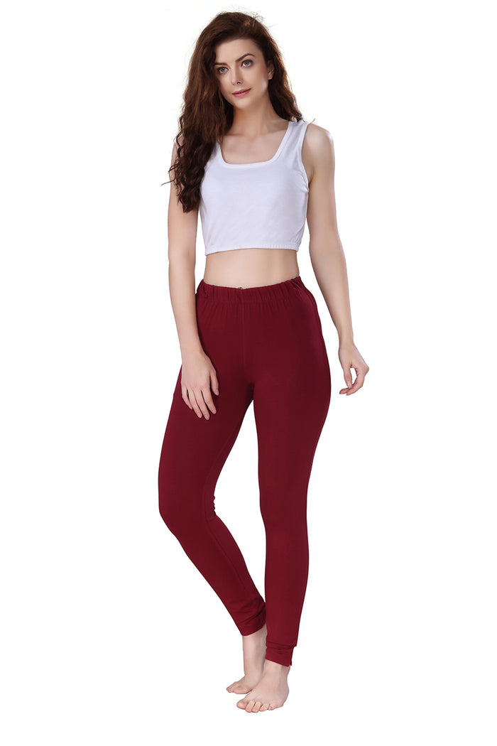 TRASA Kurti Pants for womens and girls super comfy stretchable cotton with one Side pocket - Maroon