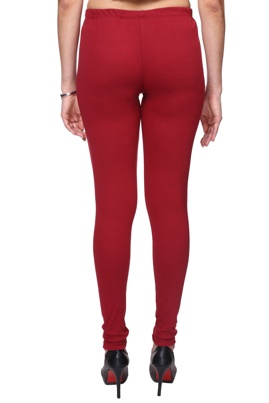 TRASA Women's Cotton Slim Fit Churidar Leggings - Maroon