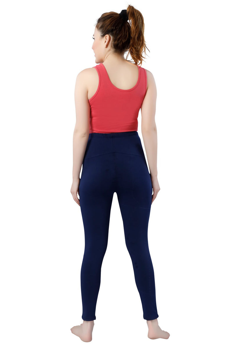 TRASA Women's Maternity Cotton  Leggings Pregnancy Yoga Pants with Pockets - Navy Blue