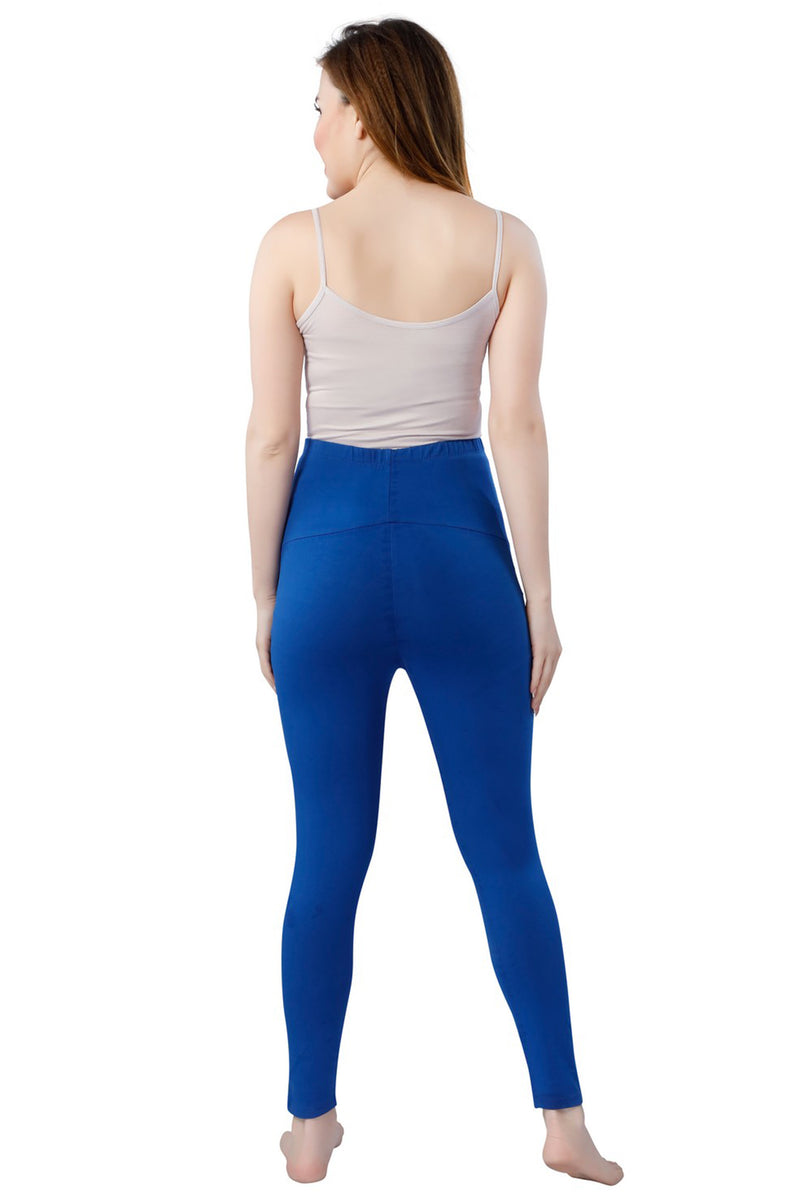 TRASA Women's Maternity Cotton Leggings  Pregnancy Yoga Pants  with Pockets - Royal Blue