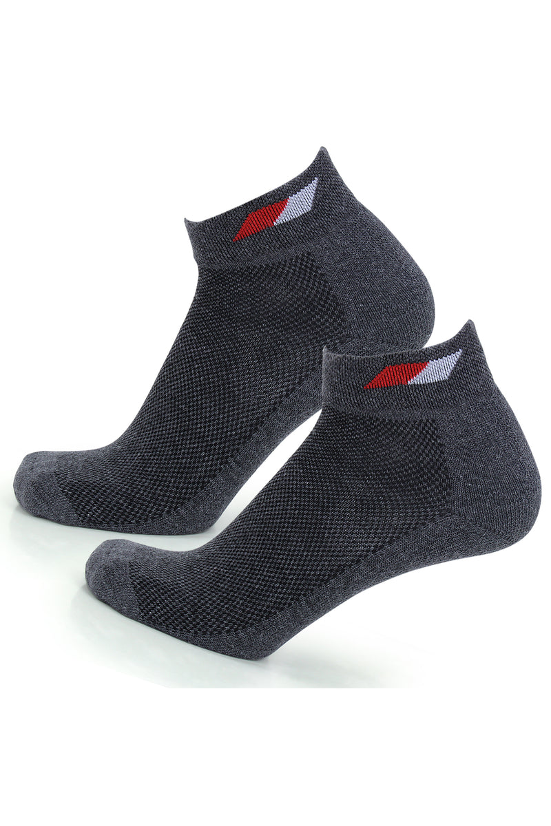 TRASA Men's Premium Cotton Solid Mesh Ankle Socks - Pack of 3