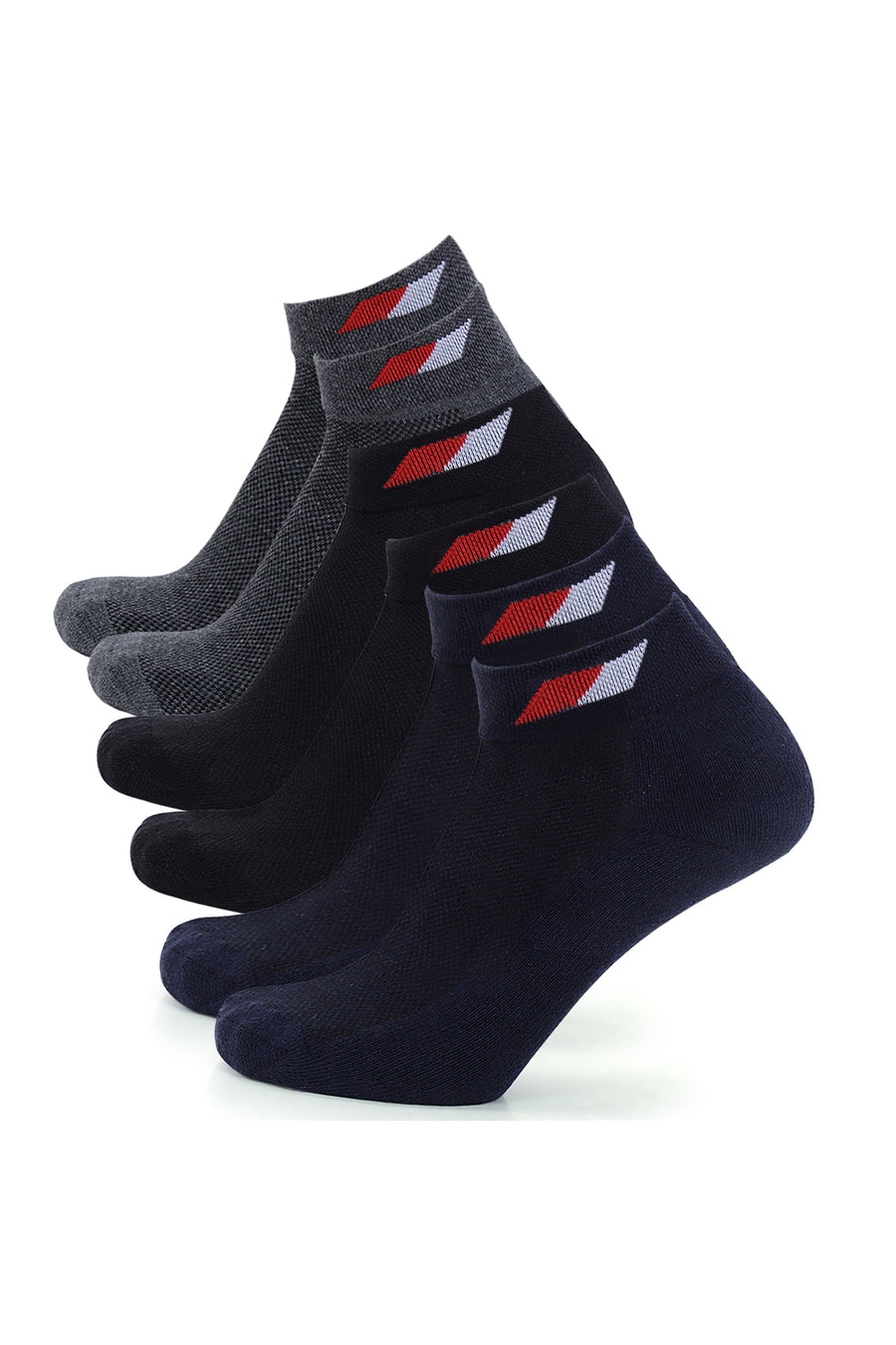 TRASA Men's Premium Cotton Solid Mesh Ankle Socks - Pack of 3
