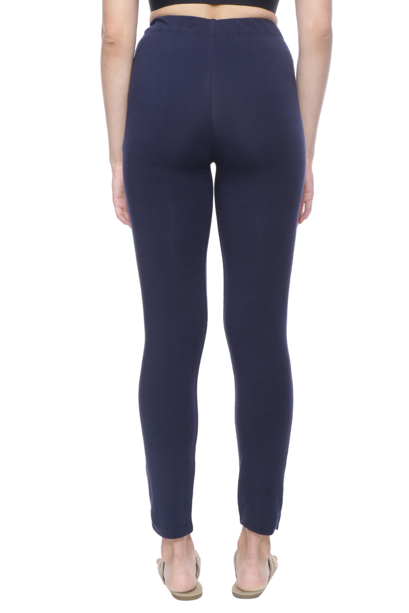 TRASA Kurti Pants for womens and girls super comfy stretchable cotton with one Side pocket - Navy Blue