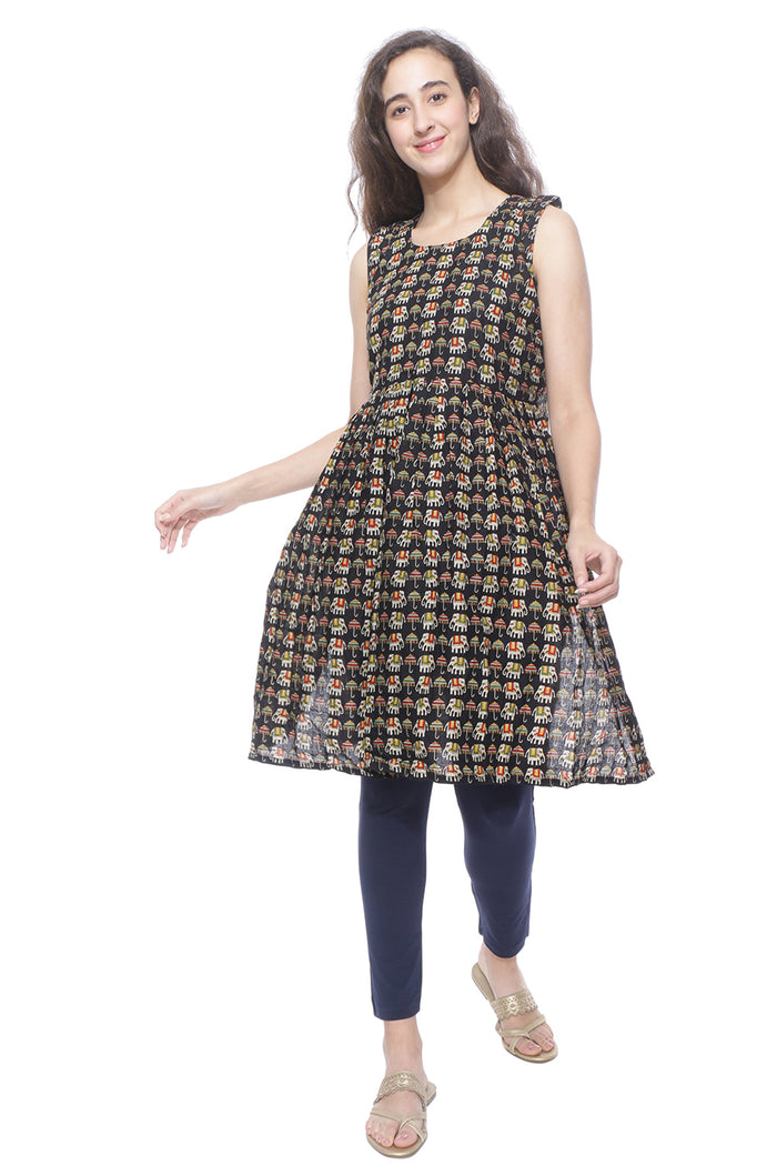 TRASA Kurti Pants for womens and girls super comfy stretchable cotton with one Side pocket - Navy Blue