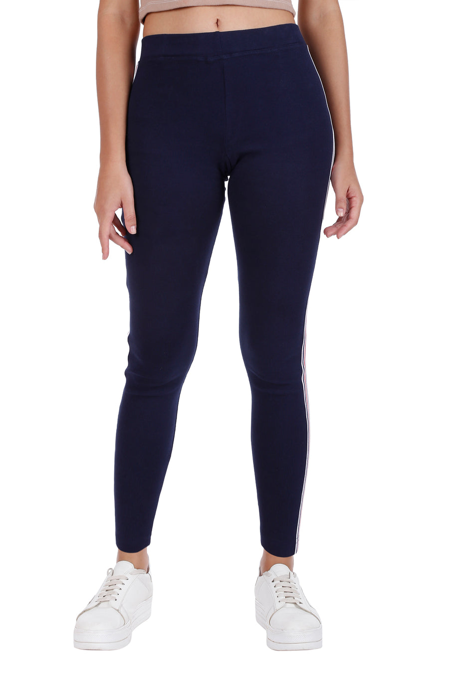 TRASA Women's & Girl's Yoga Track pant - Navy Blue Strip