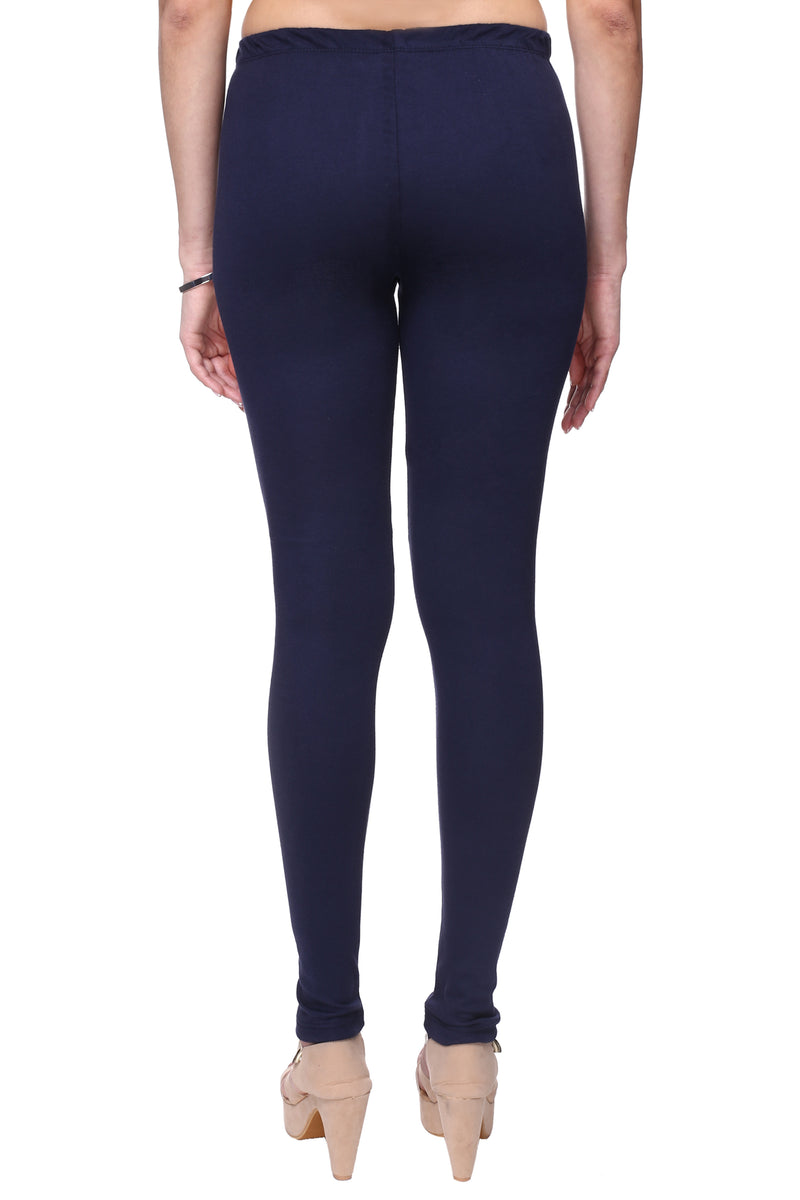 TRASA Women's Cotton Churidar Leggings Navy Blue
