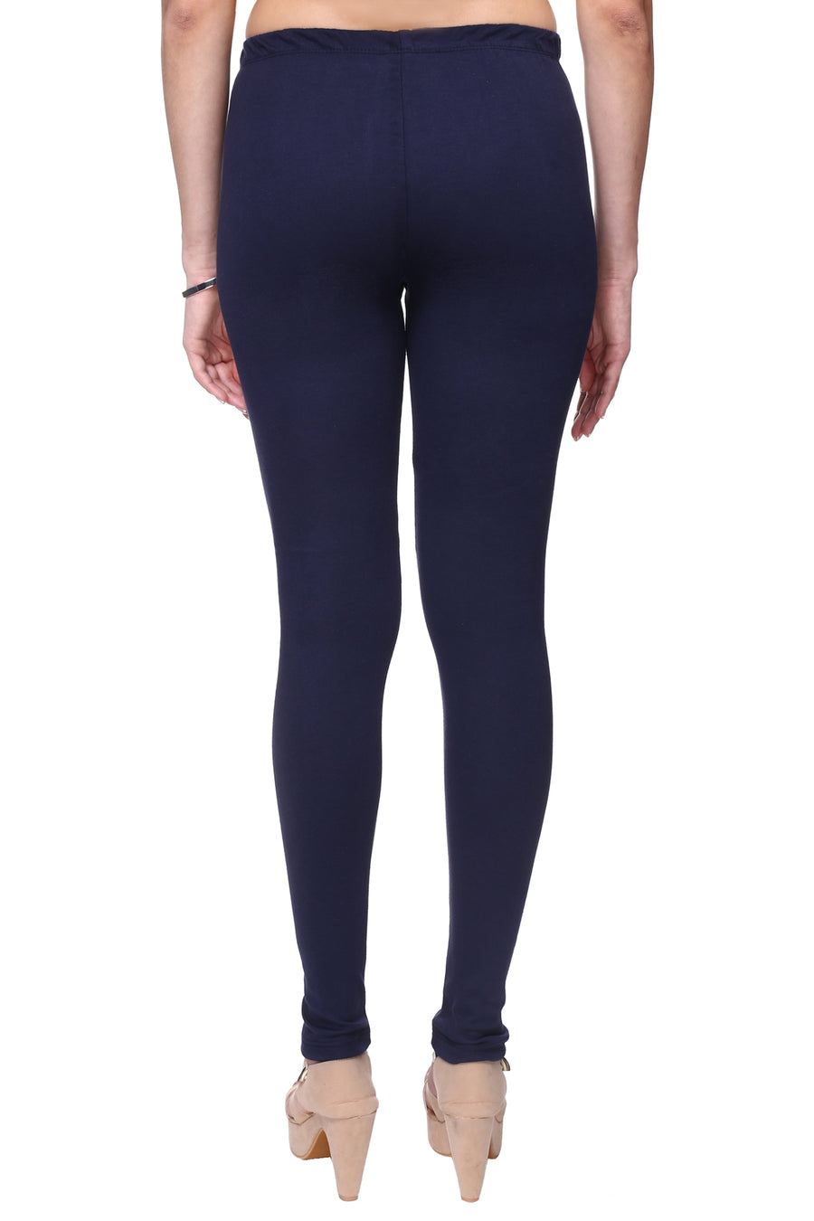 TRASA Women's Cotton Churidar Leggings Navy Blue