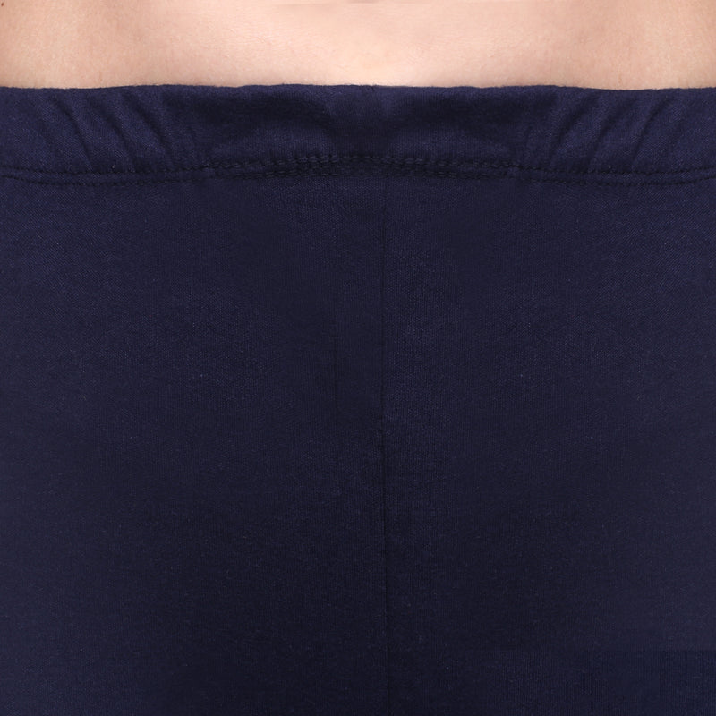 TRASA Women's Cotton Churidar Leggings Navy Blue