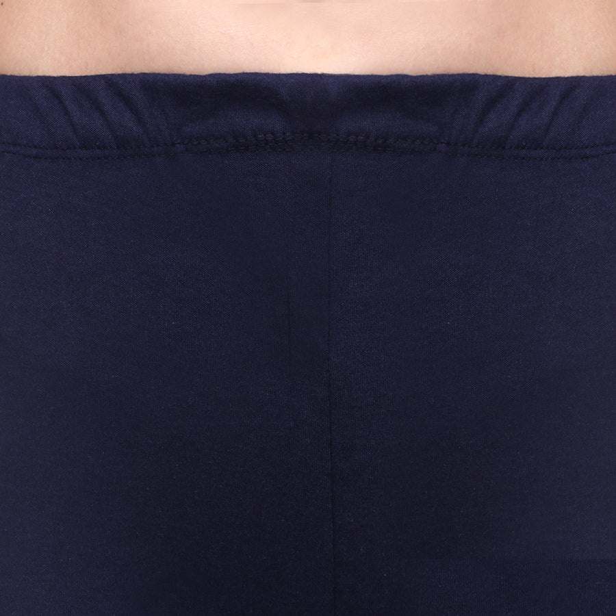 TRASA Women's Cotton Churidar Leggings Navy Blue