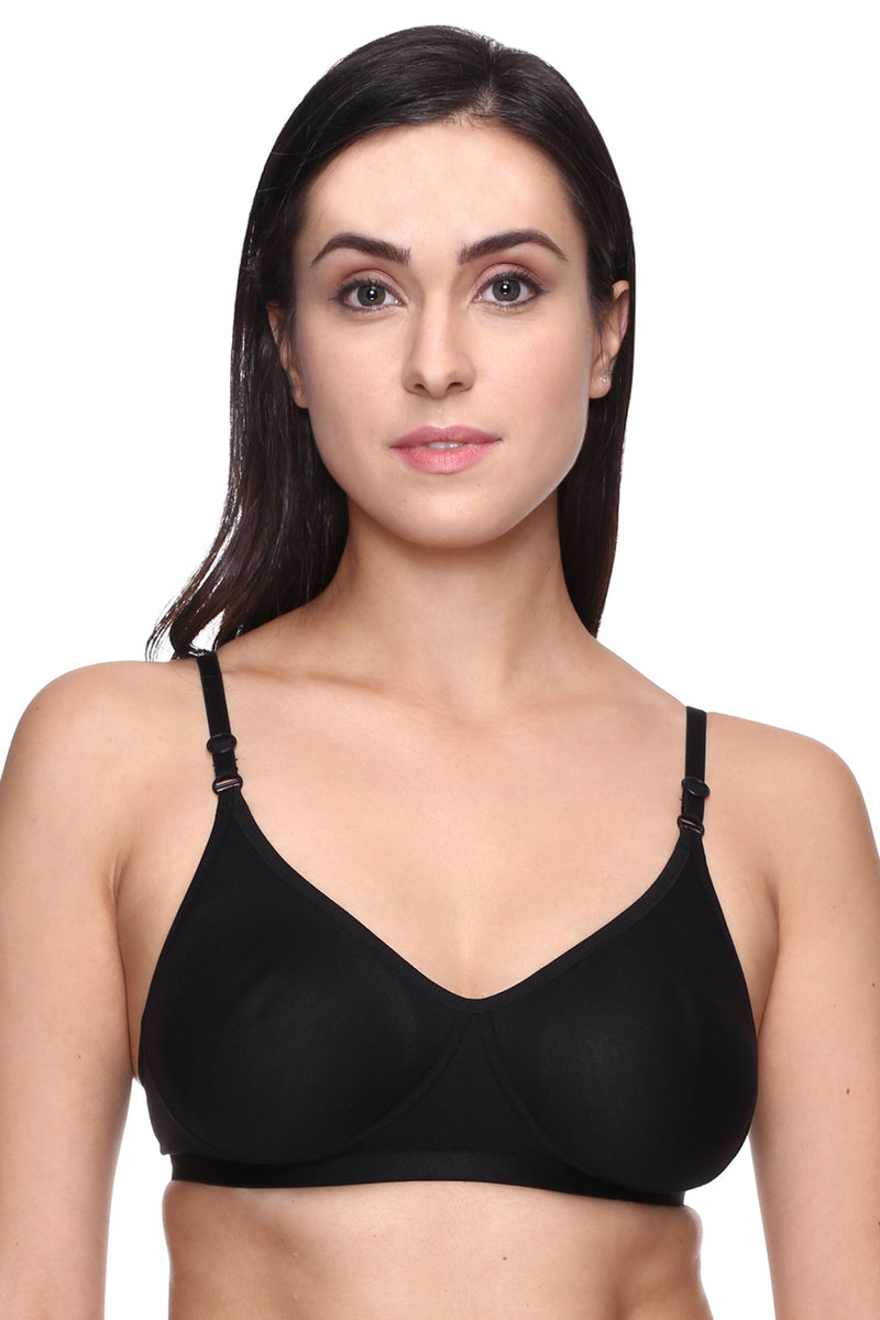 TRASA Women's & Girl's T-Shirt Bra (Pack of 3), Color - Black, White, Skin