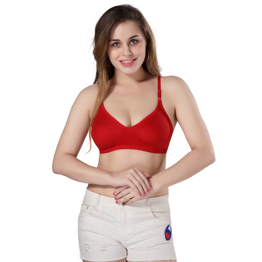 TRASA Women's & Girl's Bra (Pack of 3), Color - Red, Pink, Purple