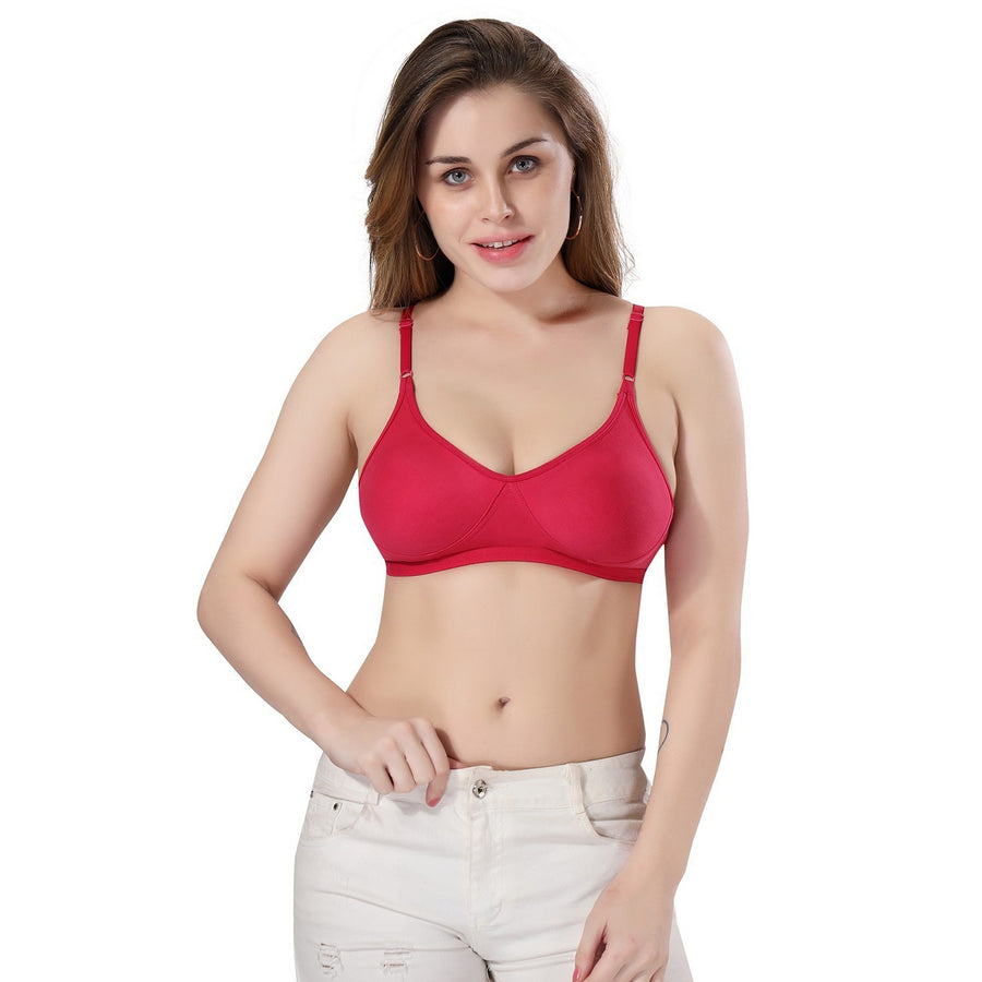 TRASA Women's & Girl's Bra (Pack of 3), Color - Red, Pink, Purple