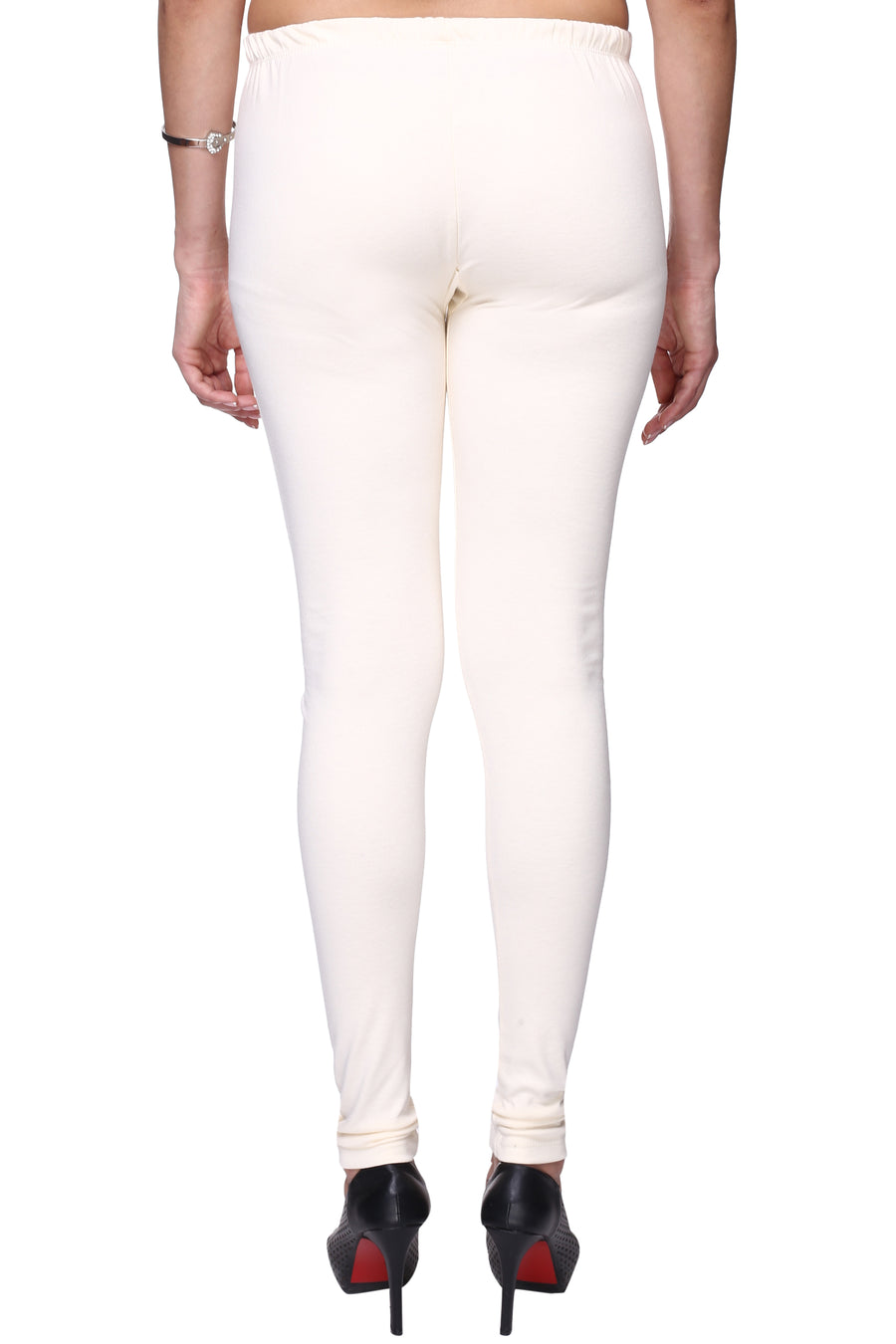 TRASA Women's Cotton Slim Fit Churidar Leggings - Off-White