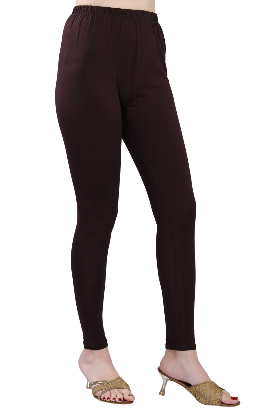TRASA Women's Cotton Slim Fit Ankle Leggings - Brown