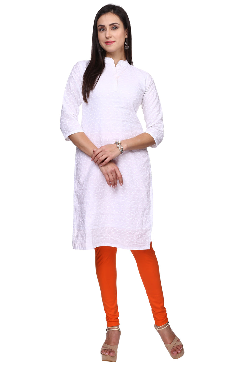 TRASA Women's Cotton Slim Fit Churidar Leggings - Orange