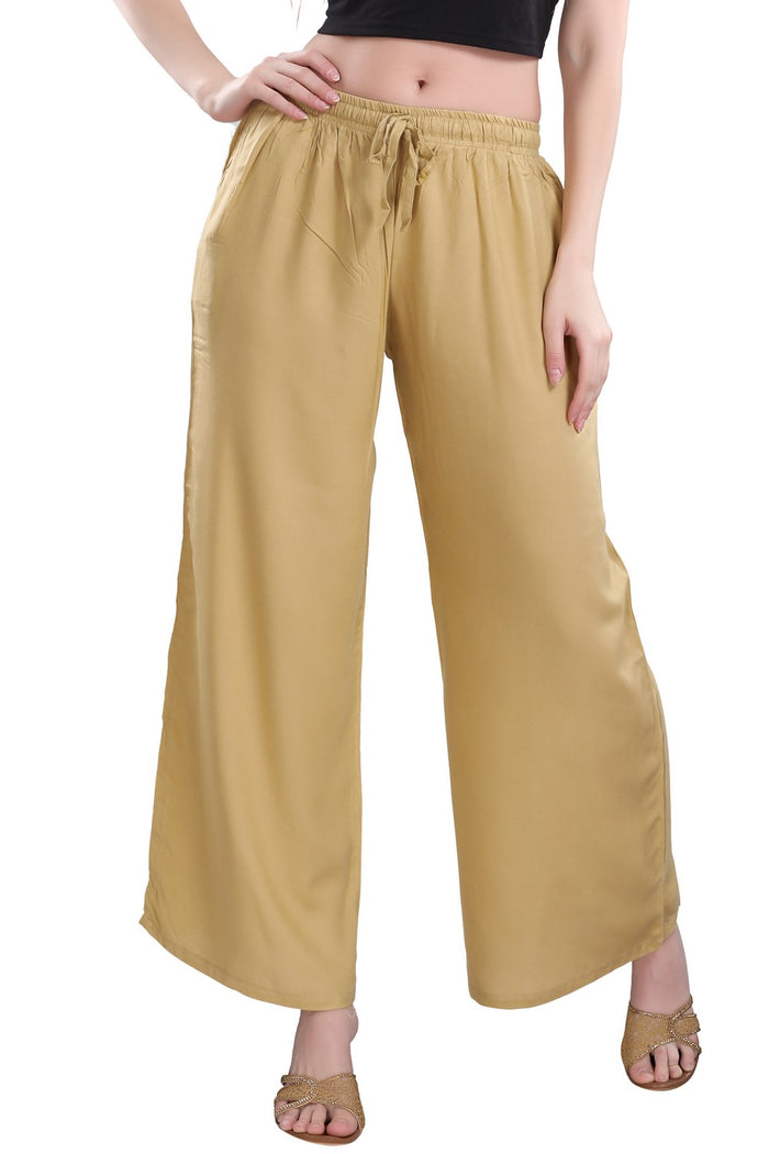 TRASA Ultra Soft Palazzo For Womens and Girls - Beige