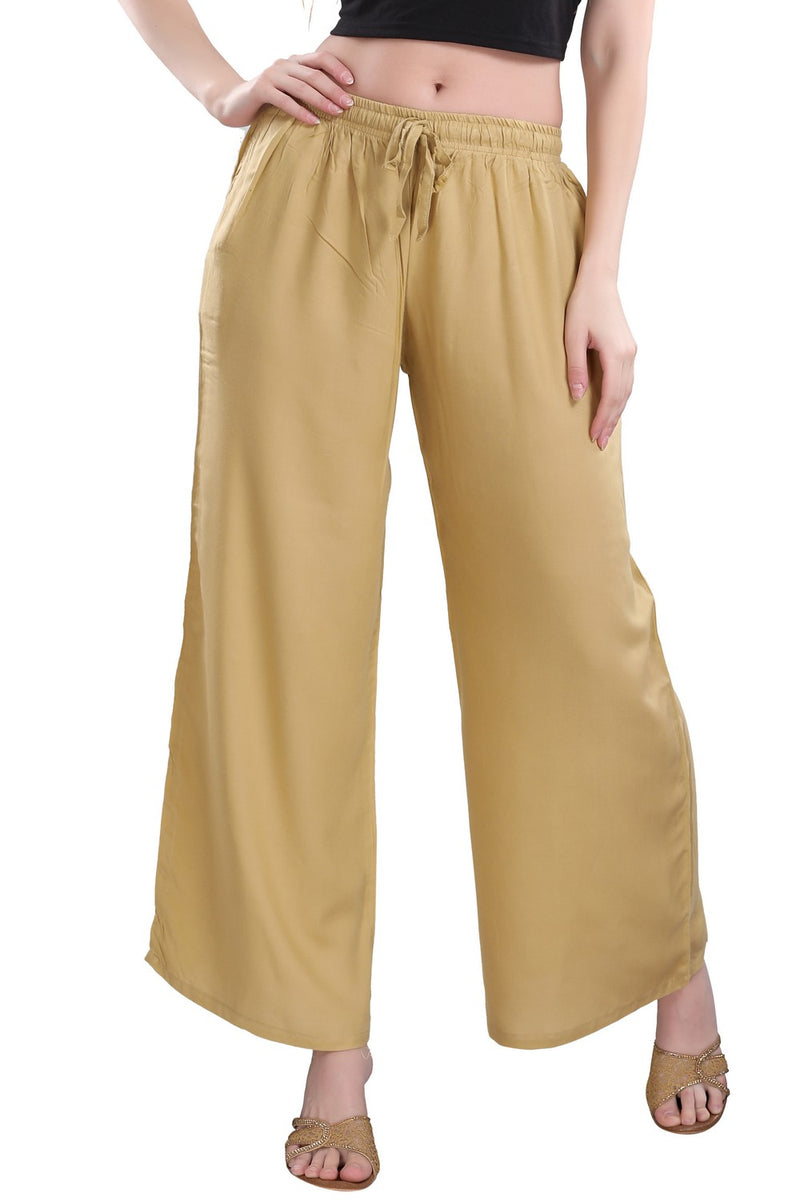 TRASA Ultra Soft Palazzo For Womens and Girls - Beige