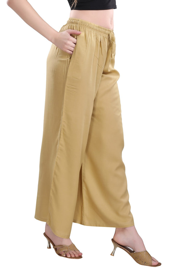 TRASA Ultra Soft Palazzo For Womens and Girls - Beige