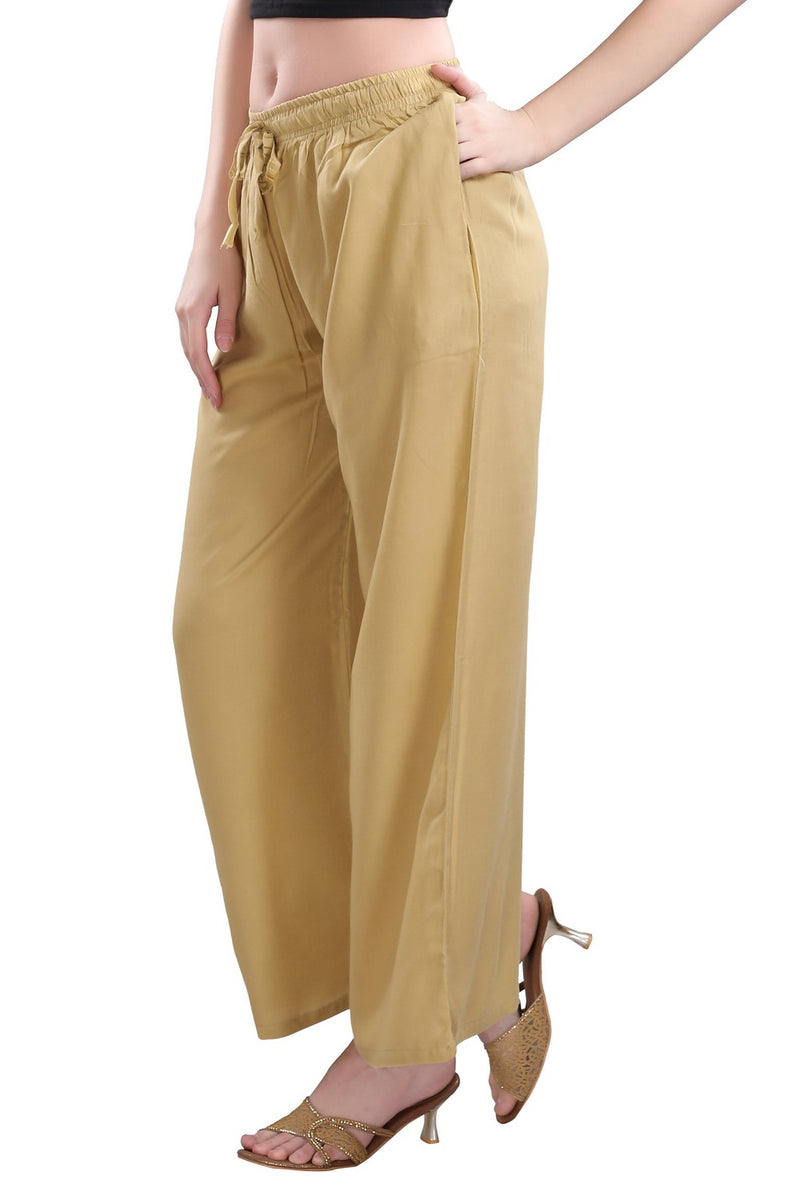TRASA Ultra Soft Palazzo For Womens and Girls - Beige