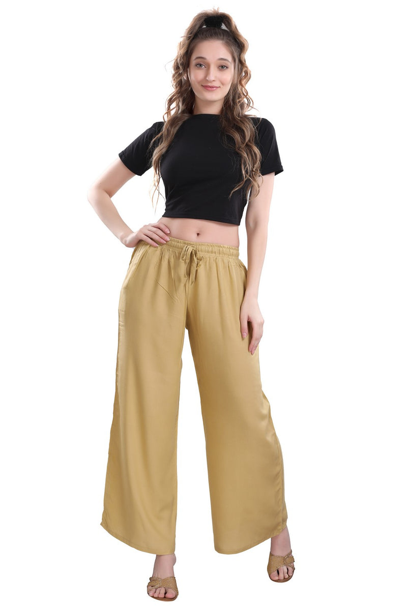 TRASA Ultra Soft Palazzo For Womens and Girls - Beige