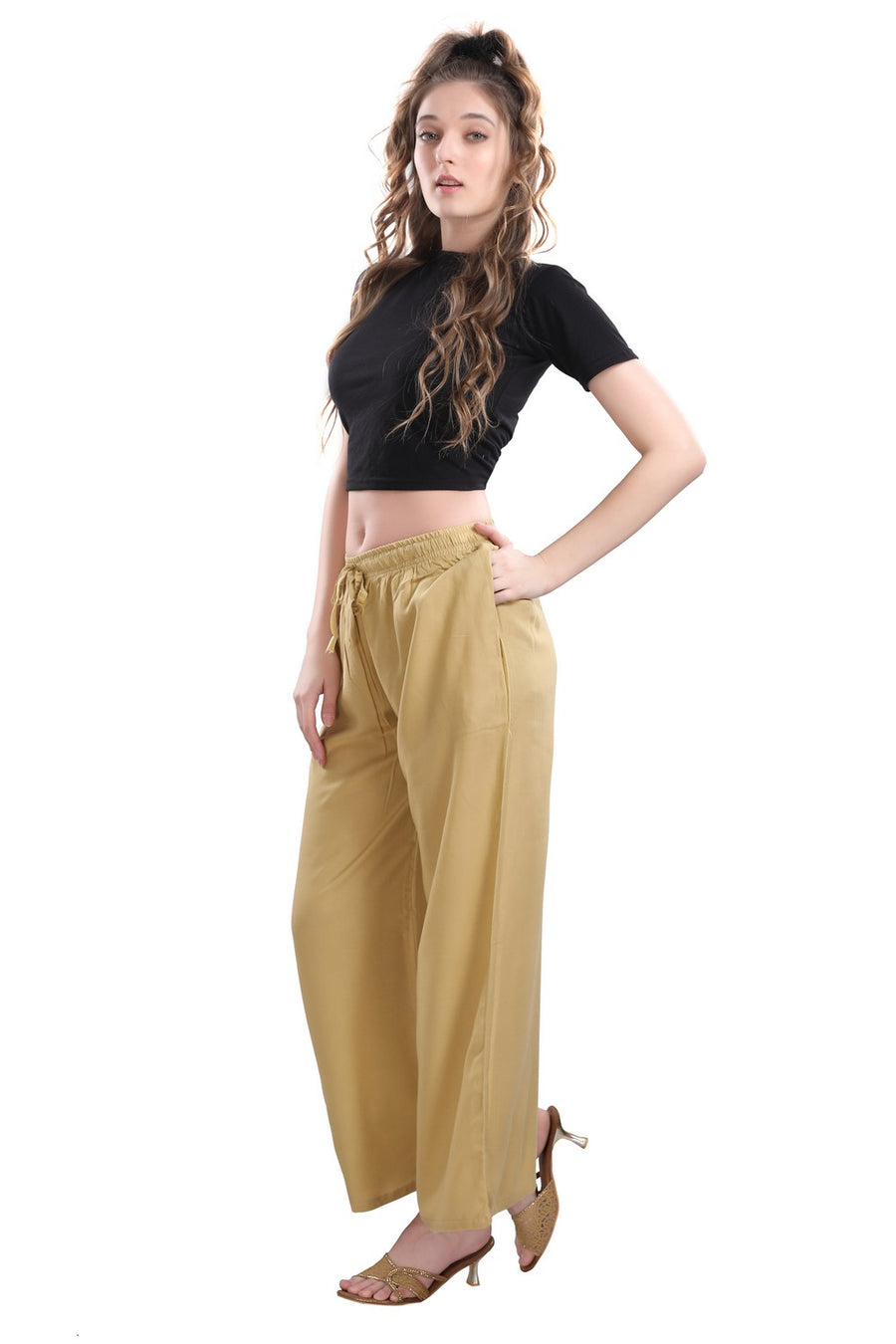 TRASA Ultra Soft Palazzo For Womens and Girls - Beige