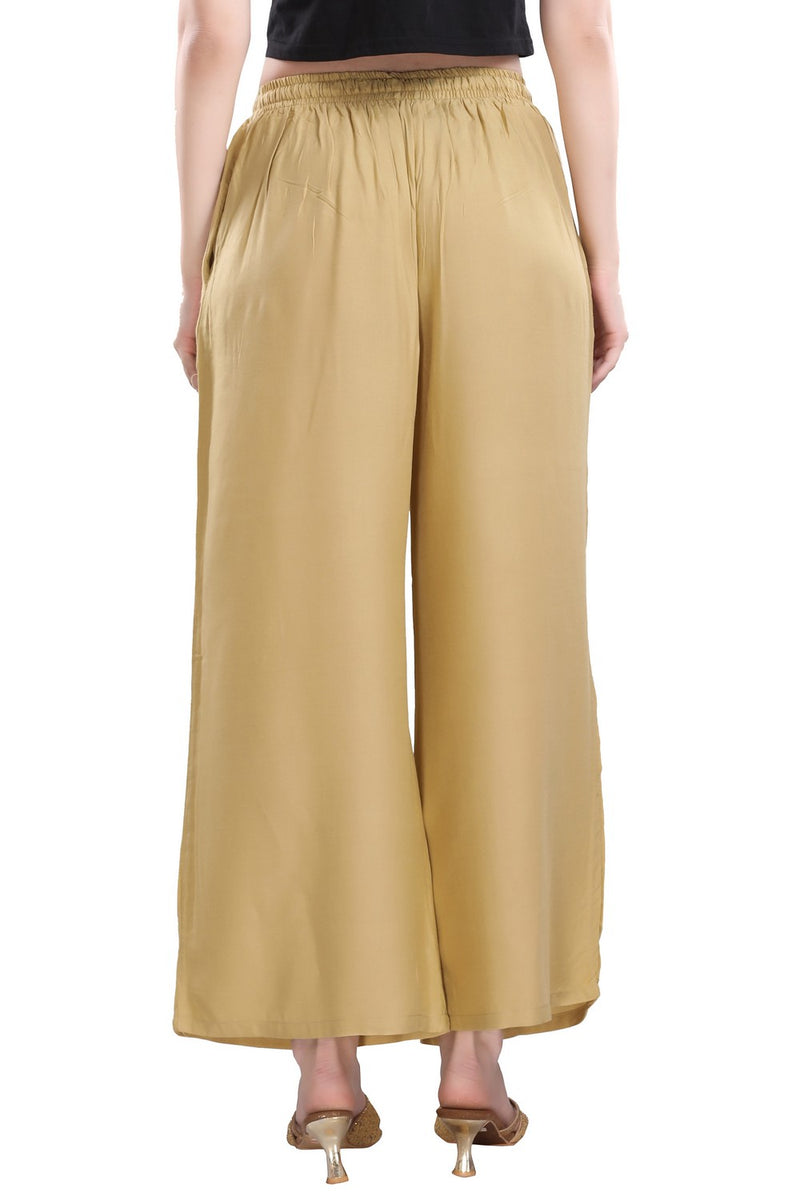 TRASA Ultra Soft Palazzo For Womens and Girls - Beige