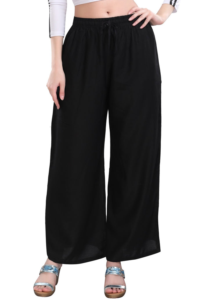 TRASA Ultra Soft Palazzo For Women's and Girls - Black