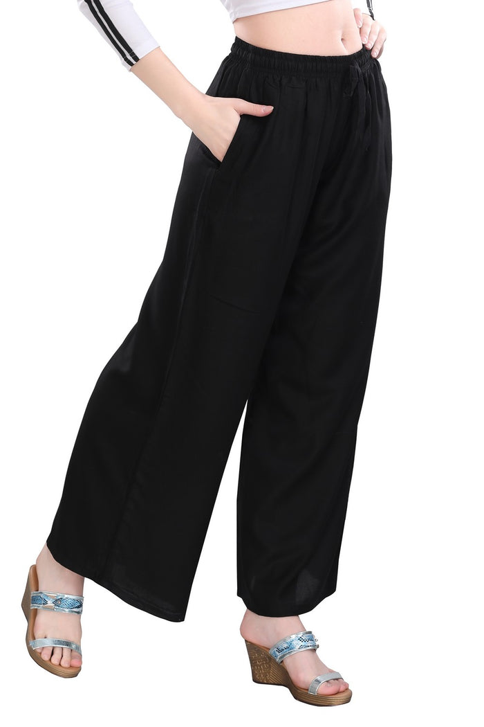 TRASA Ultra Soft Palazzo For Women's and Girls - Black