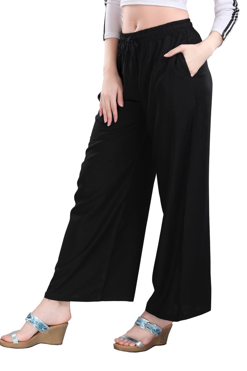 TRASA Ultra Soft Palazzo For Women's and Girls - Black
