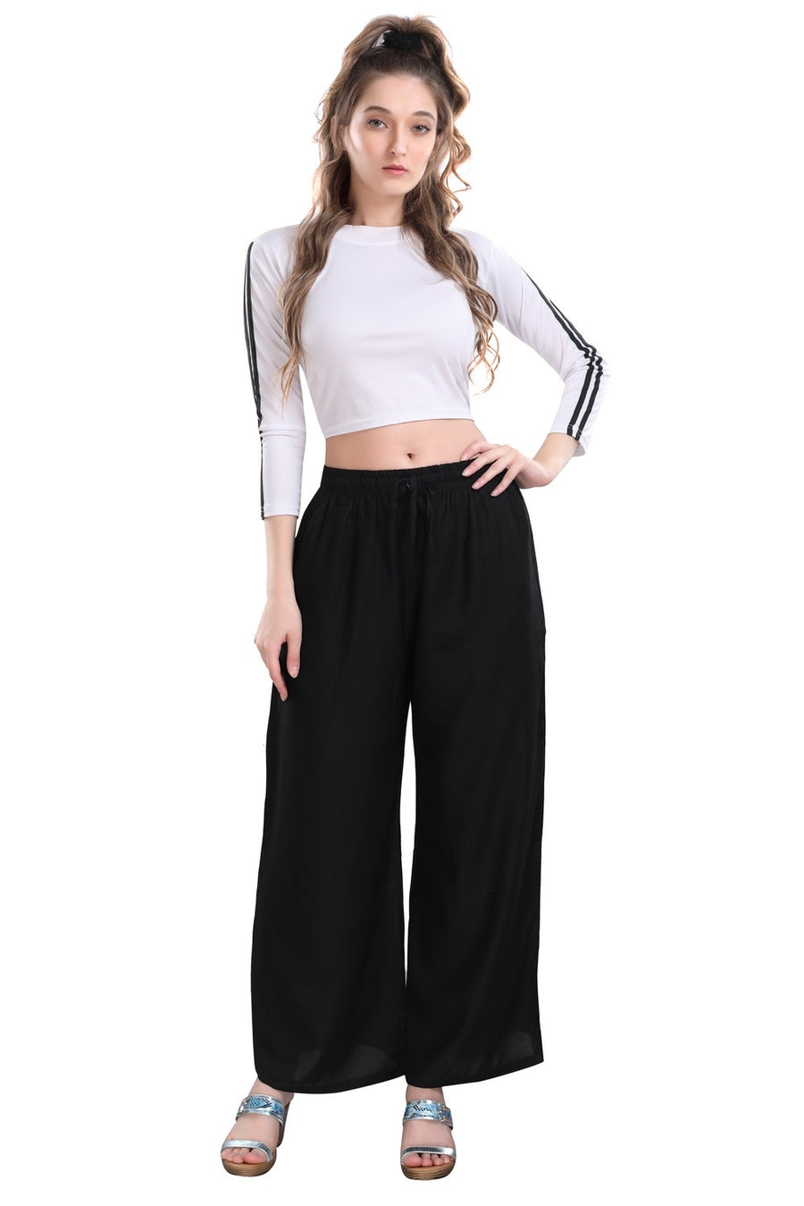 TRASA Ultra Soft Palazzo For Women's and Girls - Black