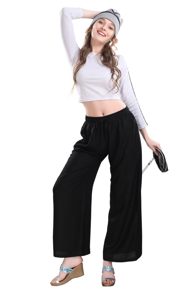 TRASA Ultra Soft Palazzo For Women's and Girls - Black