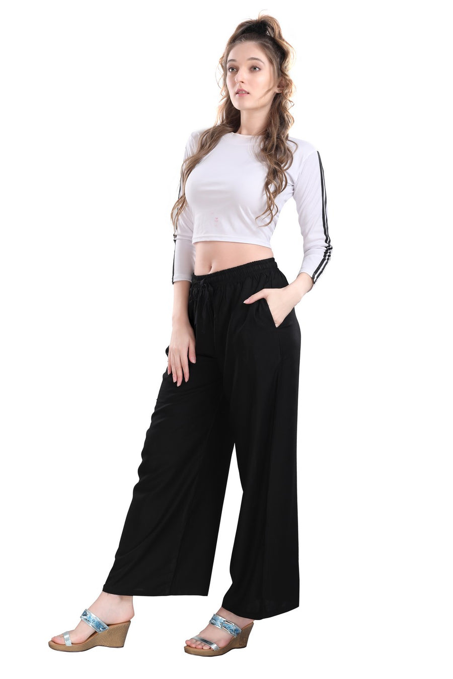 TRASA Ultra Soft Palazzo For Women's and Girls - Black