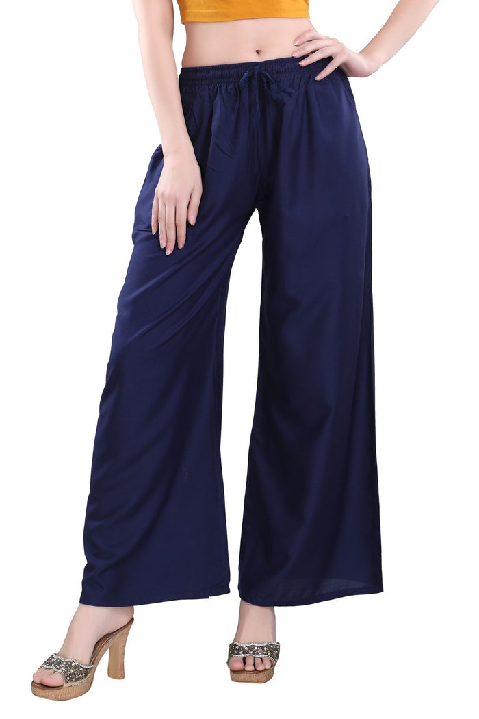 TRASA Ultra Soft Palazzo For Women's and Girls-Navy Blue