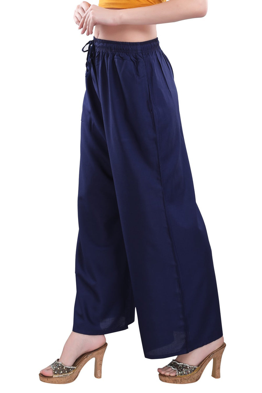 TRASA Ultra Soft Palazzo For Women's and Girls-Navy Blue