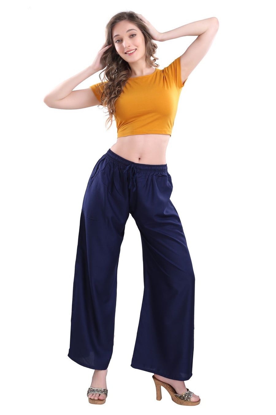 TRASA Ultra Soft Palazzo For Women's and Girls-Navy Blue