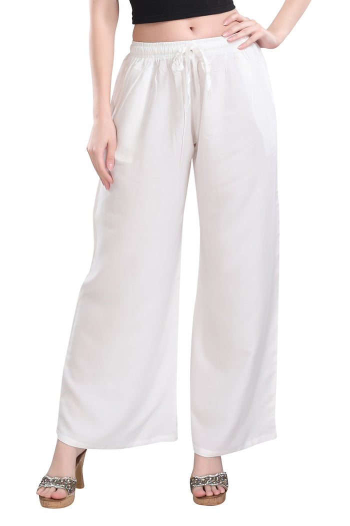 TRASA Ultra Soft Palazzo For Women's and Girls - Off-White