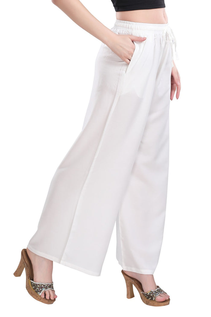 TRASA Ultra Soft Palazzo For Women's and Girls - Off-White