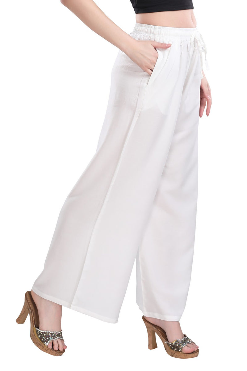 TRASA Ultra Soft Palazzo For Women's and Girls - Off-White