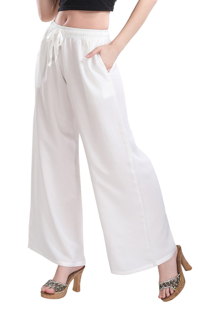 TRASA Ultra Soft Palazzo For Women's and Girls - Off-White