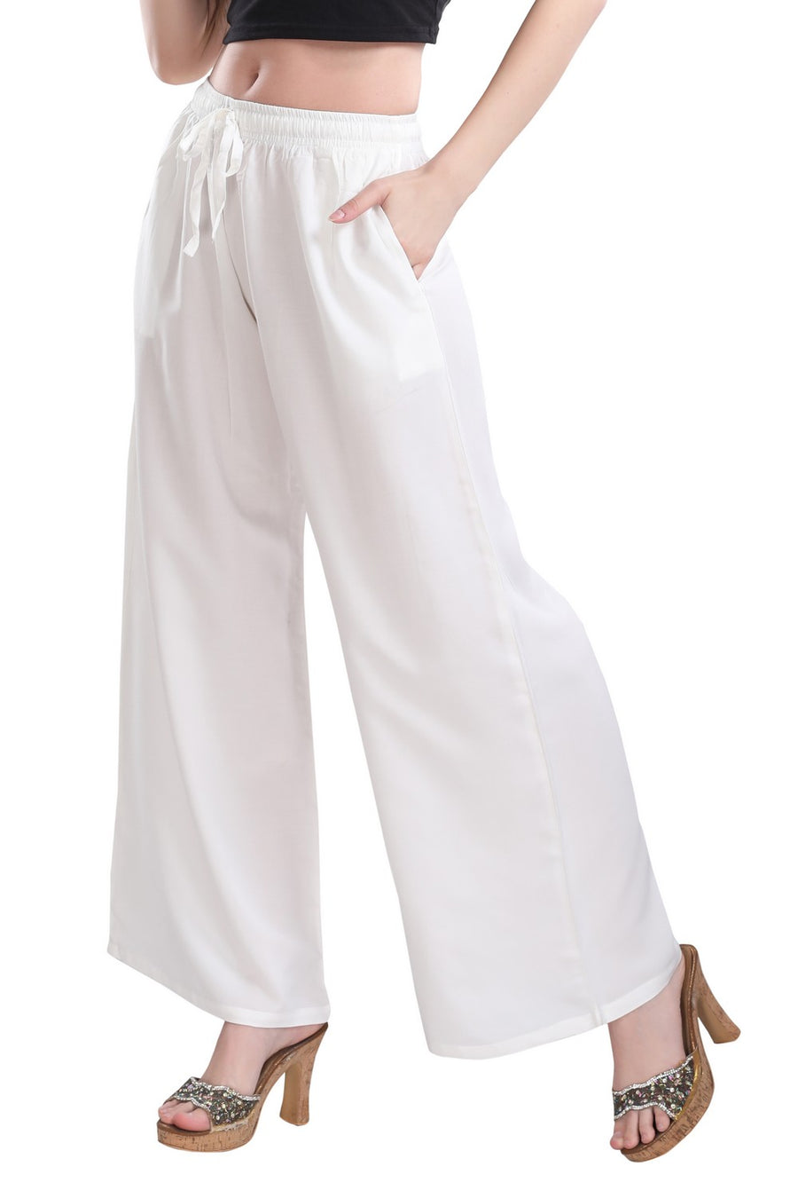 TRASA Ultra Soft Palazzo For Women's and Girls - Off-White
