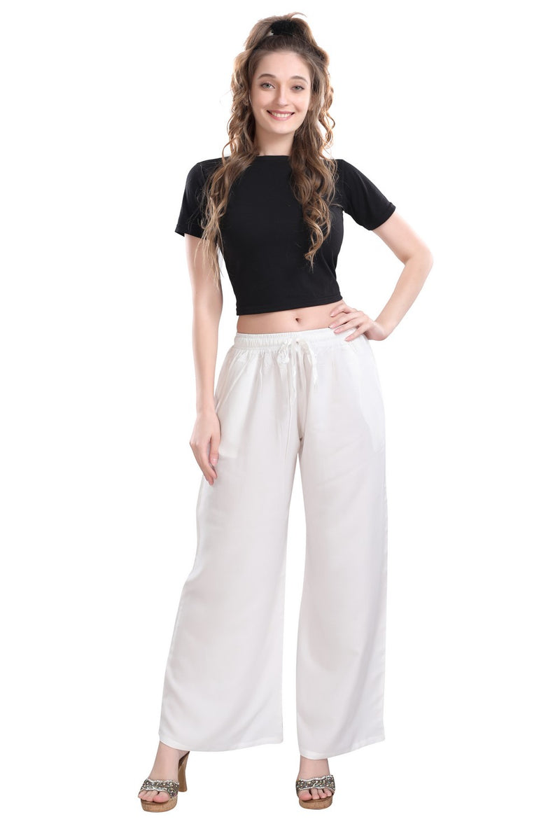 TRASA Ultra Soft Palazzo For Women's and Girls - Off-White
