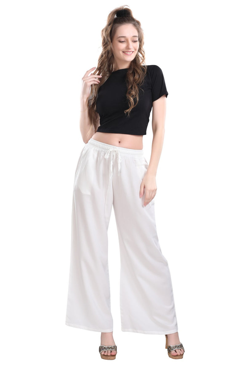 TRASA Ultra Soft Palazzo For Women's and Girls - Off-White