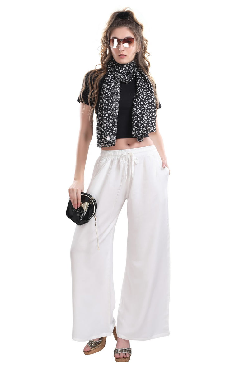 TRASA Ultra Soft Palazzo For Women's and Girls - Off-White